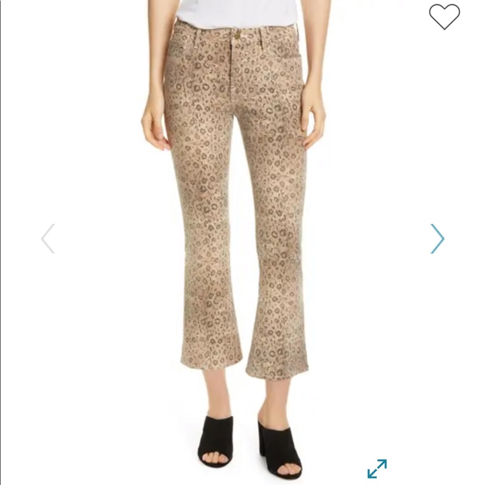 Frame crop high waist mini boot snake print jeans